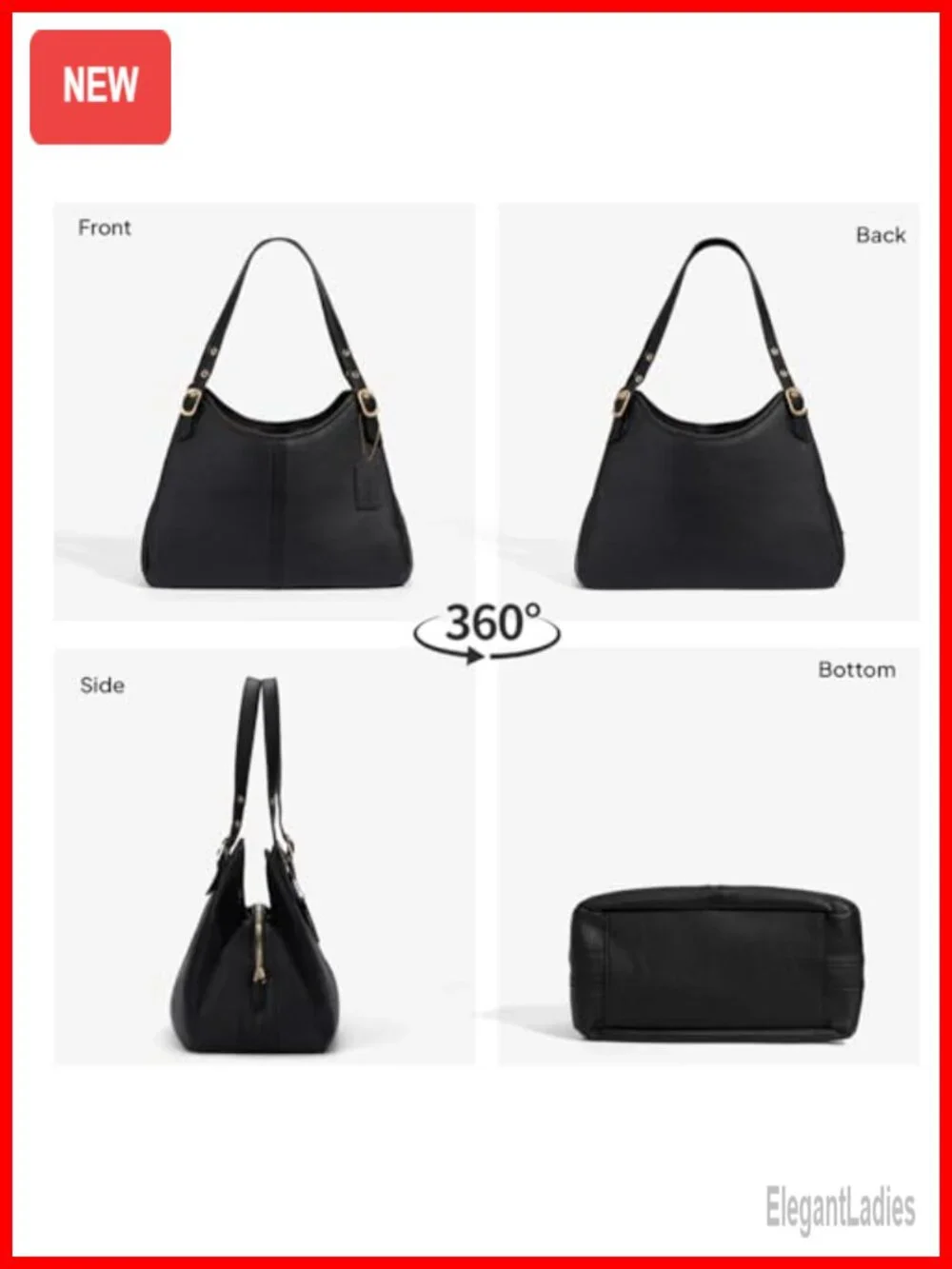 Vintage Slouchy Hobo Handbag Soft Faux Leather Shoulder Bag Large Capacity Tote